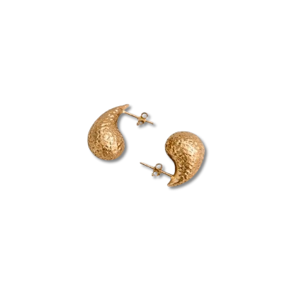 Textured Gold Teardrop Stud Earrings